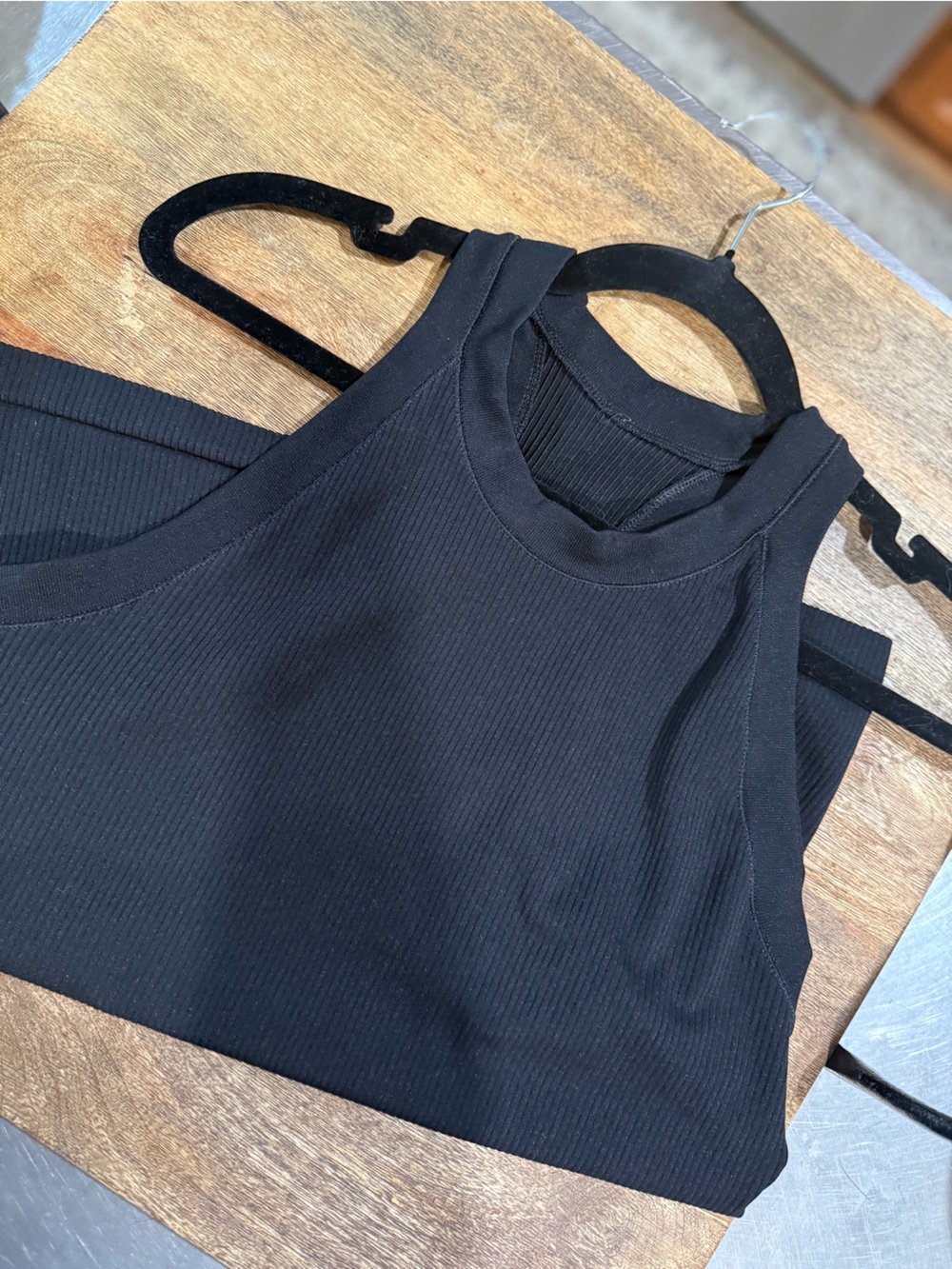 Athleta Black Ribbed High-Neck Tank Top -Large
